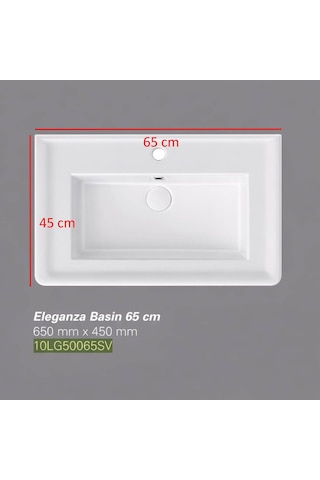 İsvea - Eleganza Dolap Uyumlu Lavabo 65 Cm Beyaz Dekorsuz Delikli - 10lg50065sv Beyaz
