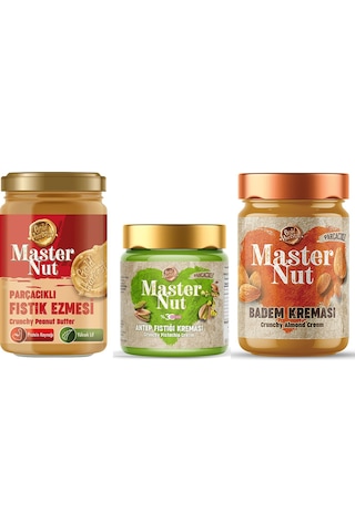 Master Nut Fıstık Ezm - Badem Kreması Ve Antep Fıstık Kreması 3 Lü Karma Paket