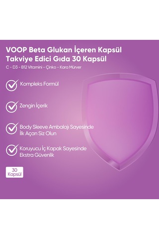 Voop Beta Glukan 13/16 Kara Mürver Vitamin C Çinko 30 Kapsül