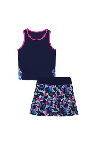 2 Adet Çocuk Kız Tenis Takım Elbise Yuvarlak Boyun Kolsuz Racer Geri Tişört Üst Dahili Şort Etek Seti Koşu Spor Salonu Tenis Golf Pembe