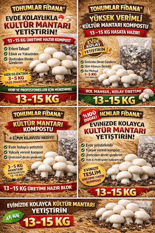 13-15 Kg Kültür Mantarı Kompostu Üreticiden Tüketiciye Activatörlü + 4 Sayfa Ekim Kılavuzu