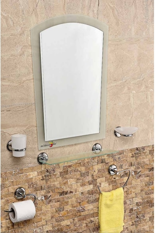 Çift Camlı 6 Parça Dev Büyük Banyo Wc Kafe Cafe Tuvalet Ayna Seti Gümüş