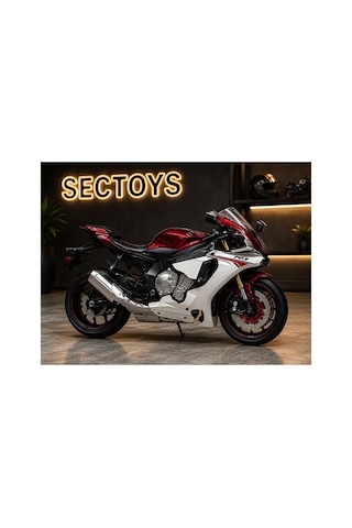 1:12 Ölçek Yamaha Yzf-r1 Diecast Model Motosiklet Kutulu Lisanslı Yamaha Yzf-r1 Beyaz-kırmızı