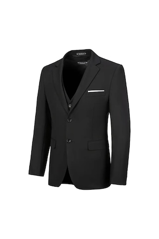 Suitmen Erkek Lacivert Silim Fitt Yelekli Takım Elbise Bgl-st04304 Siyah