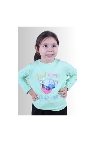 Panios Kids Kız Çocuk Baskılı T-shirt Yeşil