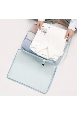 Dianziye Seyahat Organizer Seti 8 Parça: Kıyafet Ve Makyaj Çantası - Bej Renkli Ev Ve Seyahat İçin Klasörleme Çanta Takımı