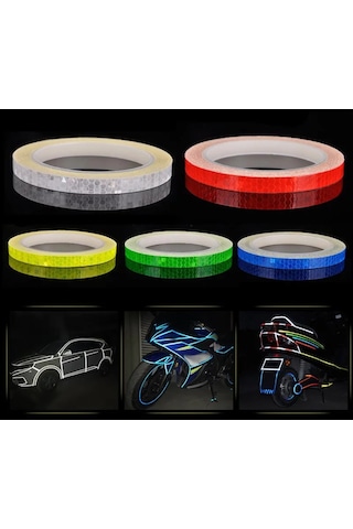 Kırmızı Bisiklet Çıkartmaları Reflektif Uyarı Bandı Folyo Film Dekorasyon Floresan Bisiklet Kask Scooter Motosiklet Güvenlik İşareti Araba Styling Kırmızı