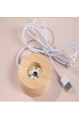 Ledli Usb'li Ahşap Standlı Astronot Küre Temalı Kristal Küre Gün Işığı 3d Oda Masa Ve Gece Lambası Renkli