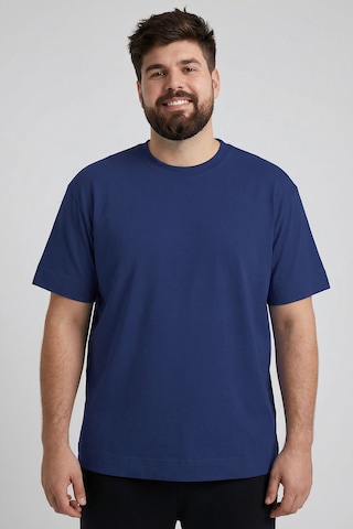 Tommylife İndigo Basic Kısa Kol O Yaka Büyük Beden Erkek T-shirt - 88072 Indıgo