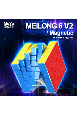 Xmdcuber Moyu Meilong 6 M Speed Cube 6 X 6 Manyetik Çıkartmasız, Meilong 6 M V2 Speed Cube 6x6x6 Manyetik Sihirli Kü