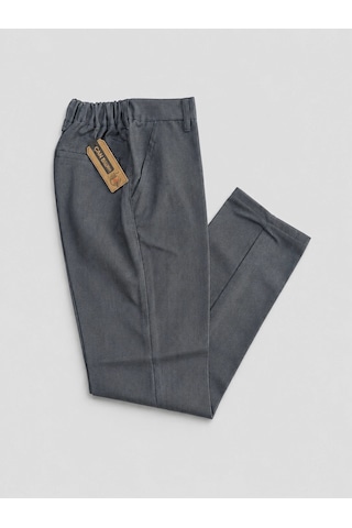 Bulutteks Canbulgan 6-15 Yaş Unisex Okul Pantolonu Gri Şerj Kumaş Yarım Lastikli Bel Dayanıklı Ve Şık