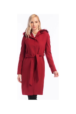 Z6509 Dewberry Bayan Palto-kırmızı