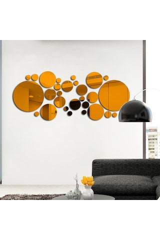 Springsun 30 Adet Kahverengi Akrilik Yarı Ayna Dairesel Duvar Stickerı - Dıy Ev Dekorasyonu, Çocuk Odası/yatak Odası/banyo Uygun, Hafif, Kolay Kurulum, Zımba Yok Kahverengi