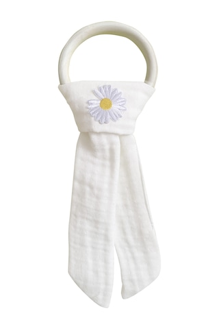 Pamuk Muslin Bebek Diş Kaşıyıcı Yıkanabilir Ahşap Desenli Byz Beyaz