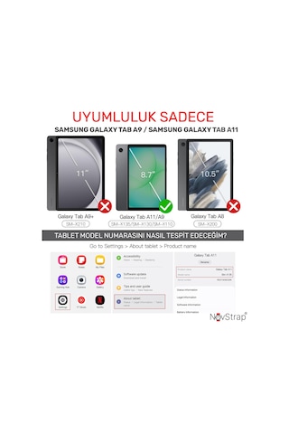 Novstrap Samsung Galaxy Tab A9 / A11 Sm-x110 X130 X135 İle Uyumlu Kılıf Kollu Çocuk Tablet Kılıfı Mor Tablet Kılıfı