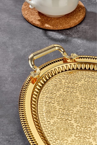 Cooker Özel Seri Oval Model Lüx Paslanmaz Çelik Sunum Tepsisi 34 X 48 Cm Altın