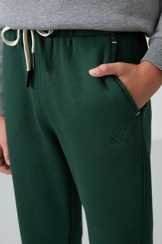 Tommy Life Çam Yeşil Pamuklu Kalın İçi Tüylü Yumuşak Dokulu Standart Fit Baskılı Erkek Çocuk Eşofman Alt - 112 Çam Yeşili