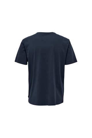 Only O Yaka Baskılı Turuncu Erkek T-shirt 22025271 Lacivert
