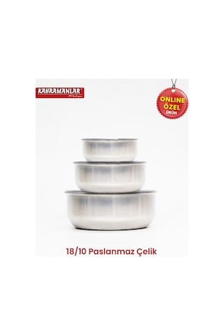 Kahramanlar Chef Box 3 Lü Çelik Saklama Kabı 6 Parça Gri