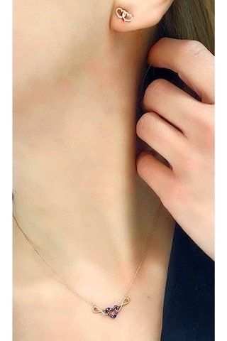 925Ayar Gümüş Rose Altın Kaplama Minimal Sonsuz Aşkımsın Kombini-Standart