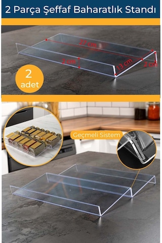 Mienda Home 2 Adet Pleksi Şeffaf Stand Baharatlık Standı Çekmece Içi Düzenleyici-mhydkplx2 Şeffaf