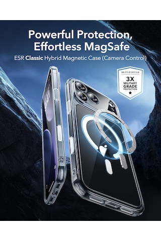 Esr Apple Uyumlu iPhone 17 Pro Max Classic Hybrid Magsafe Kılıf - Kamera Kontrol Buton - Şeffaf Şeffaf