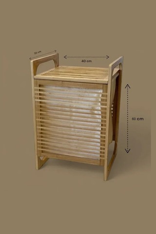 Büro Ev Ofis Dekoru İçin 40x35x60cm Ahşap Bambu Kirli Çamaşır Sepeti Diğer