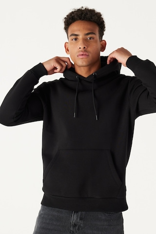 AC&Co / Altınyıldız Classics Standart Fit Normal Kesim Kapüşonlu Kanguru Cepli Pamuklu Erkek Sweatshirt - Siyah