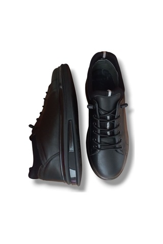 Growish Gr0226 Hakiki Deri Günlük Mat Siyah Erkek Sneaker Ayakkabı Siyah