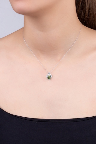 Created Tourmaline Taşlı Clarit Serisi 42 Cm 8 Ayar Beyaz Altın Kolye
