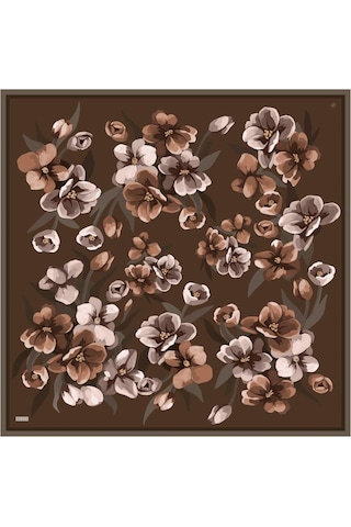 Belli İpek Eşarp - 4330-51 Acı Kahve Twill Lacivert