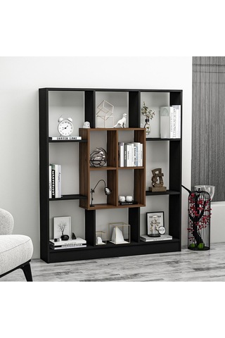 Mars Kitaplık - Siyah / Ceviz