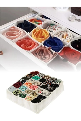 30 Gözlü Çekmece İçi Petek Organizer & Düzenleyici Çorap Çamaşır Beyaz