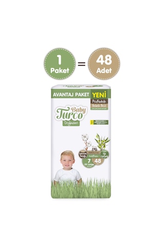 Baby Turco Doğadan Avantaj Paketi Pofuduk Bebek Bezi 7 Numara Xxlarge 48 Adet