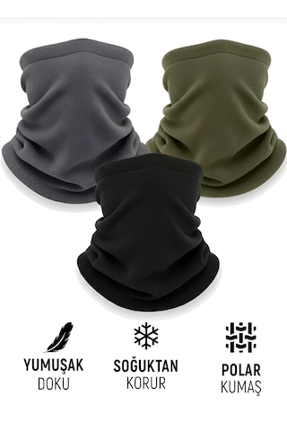 Qu-tex Qulothes 3 Lü Kombin Set Termal Polar Soğuk Geçirmez Bere & Boyunluk Unisex Kışlık Ayarlanabilir İp Çok Renkli