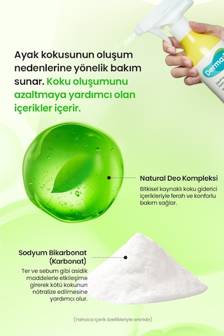 Kötü Koku Karşıtı, Nemlendirici Ve Serinletici Ayak Şampuanı Derma:b Deofresh Foot Shampoo Lime