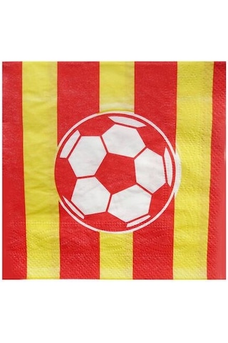 Futbol Temalı Sarı-kırmızı Çizgili Kağıt Peçete 33x33 Cm 20 Li Parti Peçetesi Tüm Yaşlar