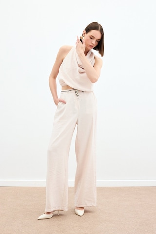 Sateen Örgü Kemerli Pantolon - Bej-136169 Bej