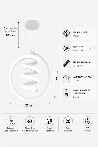 AvizeGO Venor Led Sarkıt Avize Beyaz Işık