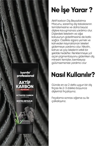 Bysmile Professional Aktif Karbon Beyazlatıcı Diş Macunu 75 ML