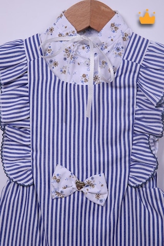 Babyhola Kız Bebek Bayramlık Takım Marin Desen Salopet Bluz 12931 Göründüğü Gibi
