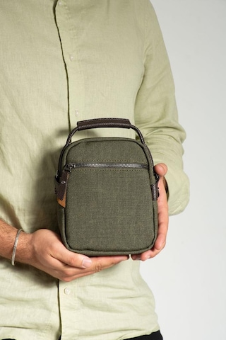 Erkek Postacı Çanta Elde Tutma Omuz Çantası 18 12 Cm Çapraz Askılı Çanta Mega Çanta Kanvas Kumaş Yeşil