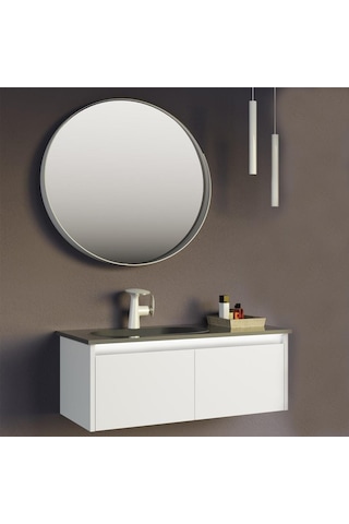 Orka Lisbon 90 Cm Mdf Mat Beyaz Banyo Dolabı Takımı Beyaz