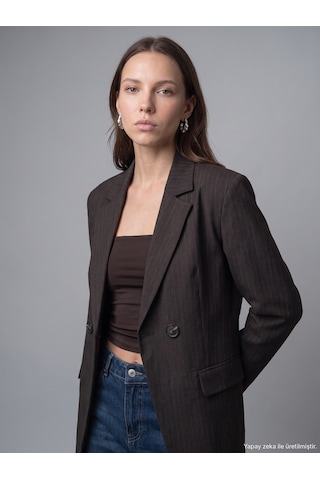 Dilvin 60817 Yan Düğmeli Blazer-kahve