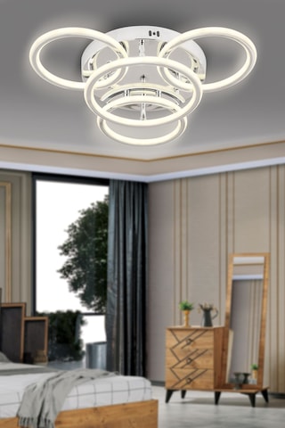 Eksen Krom 3+1 Kumandalı Ve Dimerli Beyaz, Sarı, Gün Işığı Ledli Plafonyer Avize Sb-ld-504 Krom