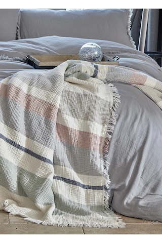 Dantela Gloria Soft Müslin Pamuk Çift Kiş. Yatak Örtüsü 240x260 Krem