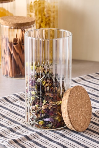 Cork Line 5'li Borosilikat Cam Kavanoz Seti Mantar Kapaklı 600-800-1000 Ml Seffaf Şeffaf