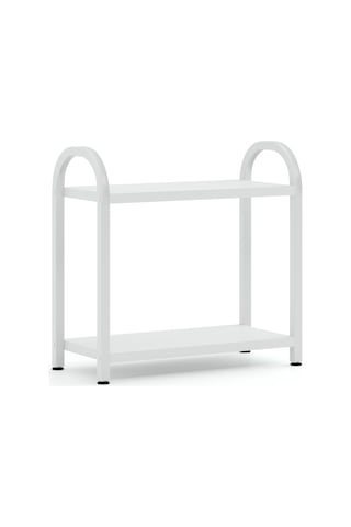 Banyo-mutfak Toparlayıcı Düzenleyici Organizer 2 Katlı Geniş Metal Beyaz Bambu Tezgah Üstü Raf Beyaz