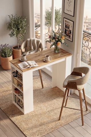 Yurudesign Style Bar Masası Mutfak Yemek Masası Atlantik Çam-Beya