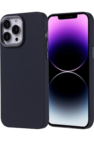 Apple Uyumlu iPhone 14 Pro Max Kılıf Kablosuz Şarj Özellikli Karbon Fiber Görünümlü Nekst Kapak
